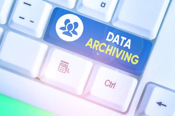 Text sign showing Data Archiving. Conceptual photo to secure and to store data for long term retention. — Stock Photo, Image