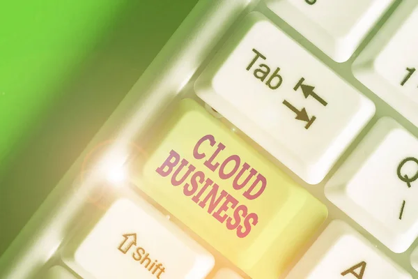 Konceptualne pismo ręczne pokazujące Cloud Business. Business photo showcasing computing, który opiera się na wspólnych zasobów obliczeniowych. — Zdjęcie stockowe