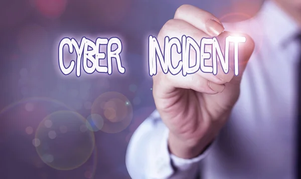 Ordskrivning text Cyber Incident. Affärsidé för varning om att det kan finnas ett hot mot informationssäkerheten. — Stockfoto