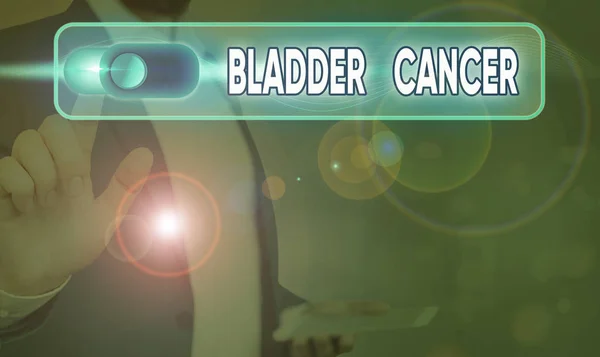 Conceptual hand writing showing Bladder Cancer. Business photo text form of cancer that begins in the lining of the bladder.