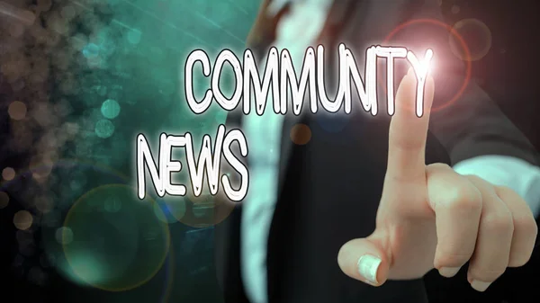 Text sign showing Community News. Conceptual photo news coverage that typically focuses on city neighborhoods. — Stock Photo, Image