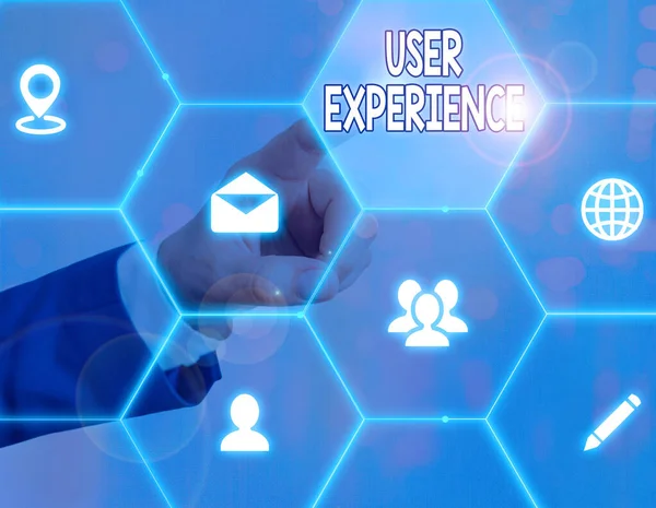 Szövegírás Felhasználói tapasztalat. Üzleti koncepció a termék használatával történő demonstráció átfogó tapasztalatához. — Stock Fotó
