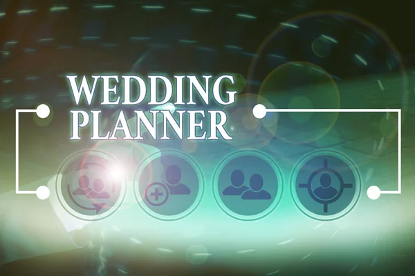 Writing note showing Wedding Planner. Business photo showcasing someone who plans and organizes weddings as a profession. — Stock Photo, Image