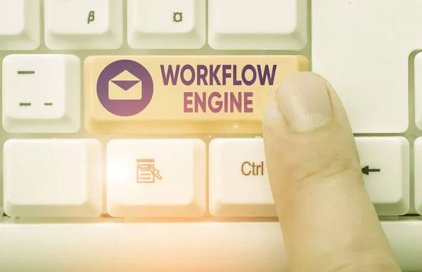 Escritura manual conceptual que muestra Workflow Engine. Aplicación de software de texto fotográfico empresarial que analiza los procesos comerciales . — Foto de Stock