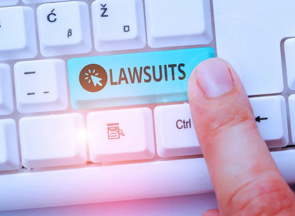 Word writing text Lawsuits. Business concept for a claim or dispute brought to a law court for adjudication. — Stock Photo, Image