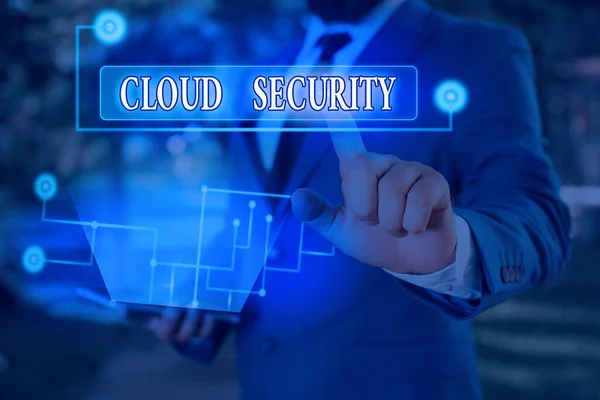 Texto de escritura de palabras Cloud Security. Concepto de negocio para la protección de los datos almacenados en línea contra robo y eliminación . — Foto de Stock