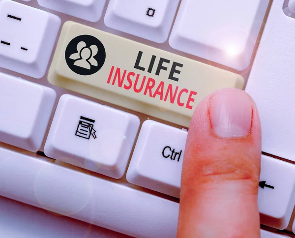 Conceptual hand writing showing Life Insurance. Business photo showcasing pays out a sum of money on the death of the insured demonstrating. — 스톡 사진