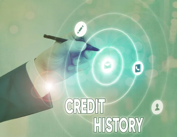 Концептуальный почерк, показывающий кредитную историю. Деловая фотозапись заемщика является ответственным погашением долгов . — стоковое фото
