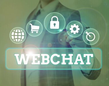 Webchat 'i gösteren mesaj işareti. Kullanıcıların internet kullanarak gerçek zamanlı iletişim kurmalarını sağlayan kavramsal fotoğraf sistemi.