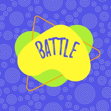 Battle 'ın el yazısı. Kavram, askeri güçler arasındaki şiddetli kavga anlamına gelir. Asimetrik biçimsiz şekil şekli nesne çok renkli tasarım..