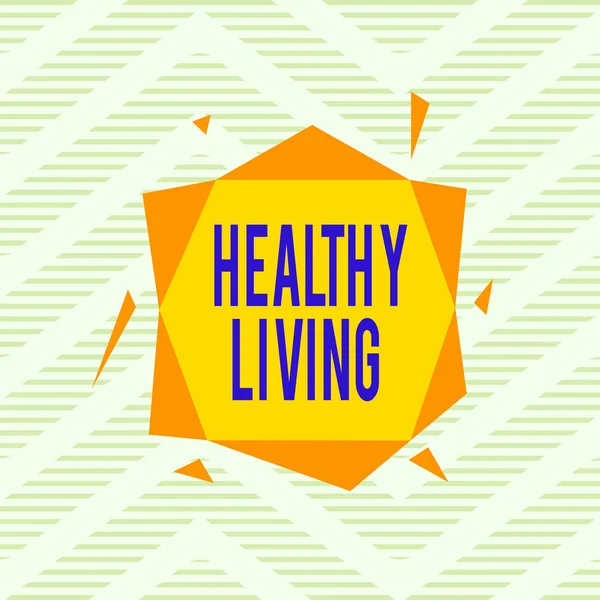 Tulisan teks Healthy Living. Konsep bisnis untuk cara hidup yang menurunkan risiko sakit parah Bentuk pola tidak simetris pola obyek garis besar multiwarna desain . — Stok Foto