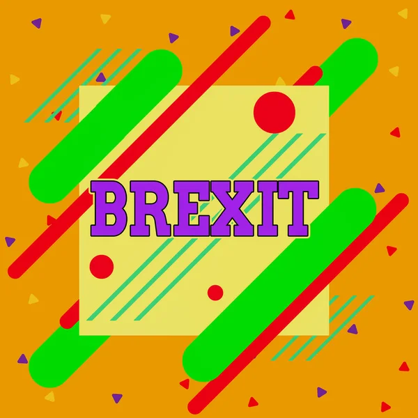 Écriture manuscrite de texte Brexit. Concept signifiant terme départ potentiel du Royaume-Uni de l'Union européenne Asymétrique forme inégale motif objet contour multicolore . — Photo
