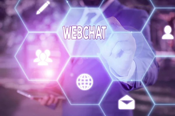 Text sign showing Webchat. Conceptual photo system that allows users to communicate in real time using internet. — Stock Photo, Image