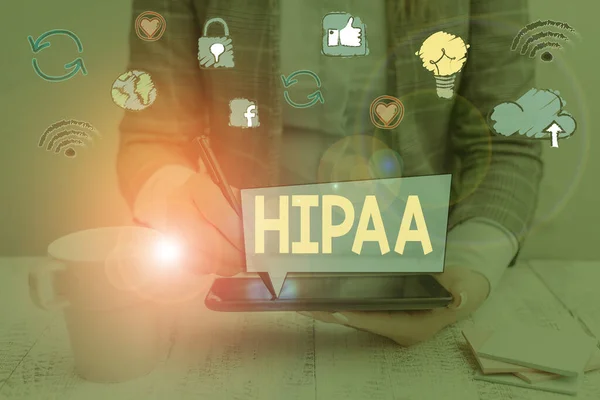 Un biglietto che mostra Hipaa. Business photo showcase Acronimo sta per Health Insurance Portability Accountability . — Foto Stock