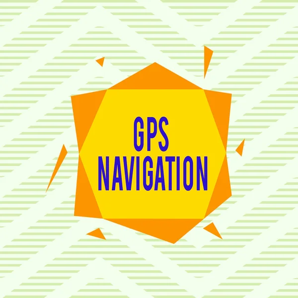 Написання тексту Gps Navigation. Концепція бізнесу для супутникової інфраструктури, яка дозволяє навігацію Асиметричний нерівномірний формат шаблону об'єкта контур багатобарвного дизайну . — стокове фото