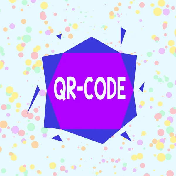 Kézírás szöveg Qr kód. Koncepció a mátrix vonalkód egy típusának védjegye A géppel olvasható kód Aszimmetrikus egyenetlen alakú formátum minta objektum körvonal többszínű design. — Stock Fotó