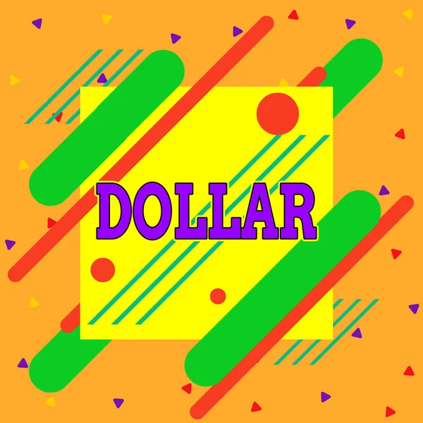 Manuscrito texto escrevendo Dollar. Conceito que significa um pedaço de papel-moeda no valor de um dólar Federal Reserve nota assimétrica formato desigual padrão objeto esboço design multicolorido . — Fotografia de Stock