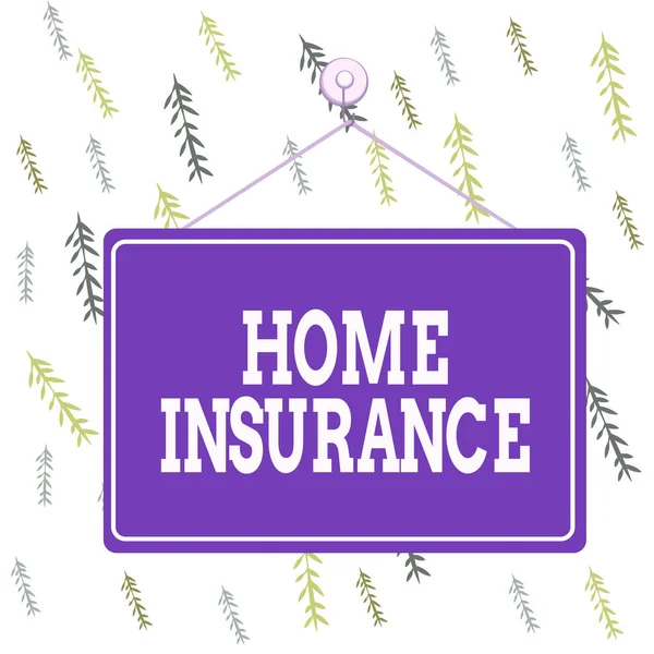 Tekst pisma Home Insurance. Koncepcja oznacza, że pokrywa straty i uszkodzenia pojedynczego s jest dom Kolorowe przypomnienie notatki pusty tablica puste miejsce dołączyć prostokąt tła. — Zdjęcie stockowe