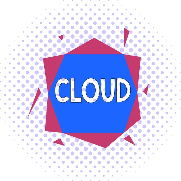 Woordschrijvende tekst Cloud. Bedrijfsconcept voor alles wat te maken heeft met het leveren van gehoste diensten via internet Asymmetrisch ongelijk vormgegeven format patroon object outline multicolour design. — Stockfoto