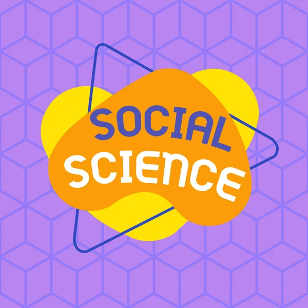 Conceptual hand writing showing Social Science. Business photo text scientific study of huanalysis society and social relationships Asymmetrical format pattern object outline multicolor design. — Stock Photo, Image