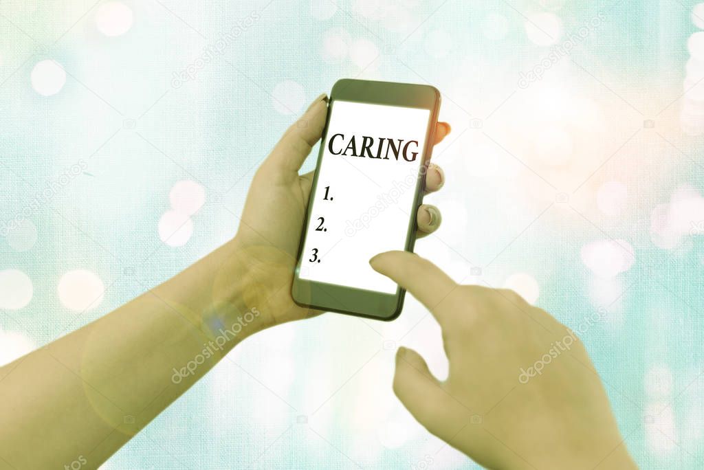 Conceptual hand writing showing Caring. Business photo text practice of looking after those unable to care for themselves.