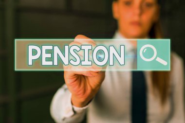 Pension yazma el yazısı metin. Emeklilik için yaşlı yıl kaydeder sonra gelir yaşlılar kazanmak anlam kavramı.