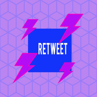 Retweet 'i gösteren bir not yazıyorum. Twitter 'da ya da iletide iş fotoğrafı gösterimi başka bir kullanıcı tarafından gönderilen bir ileti Asimetrik biçim desen ana hatları çok renkli nesne tasarımı.