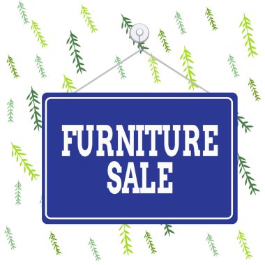 El yazısı metin mobilya satışı. Kavram demek, ev içi renkli hatırlatma panosu boş alanı hatırlatan fonksiyonel ve dekoratif nesnelerin satışı demek. Arkaplan dikdörtgenini ekle.