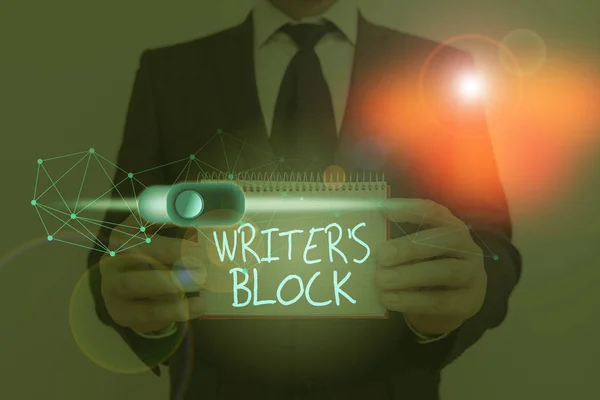 Signo de texto que muestra Writer S Is Block. Condición de foto conceptual de no poder hacer una obra escrita . — Foto de Stock