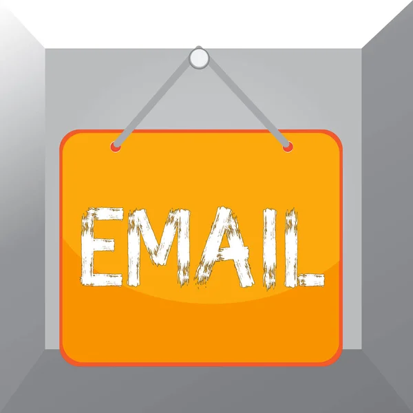 Εννοιολογική γραφή χέρι δείχνει Email. Business photo text Αποστολή ενός εμπορικού μηνύματος σε μια ομάδα εμφάνισης χρησιμοποιώντας το mail Memo υπενθύμιση κενό πίνακα συνημμένο ορθογώνιο φόντου. — Φωτογραφία Αρχείου