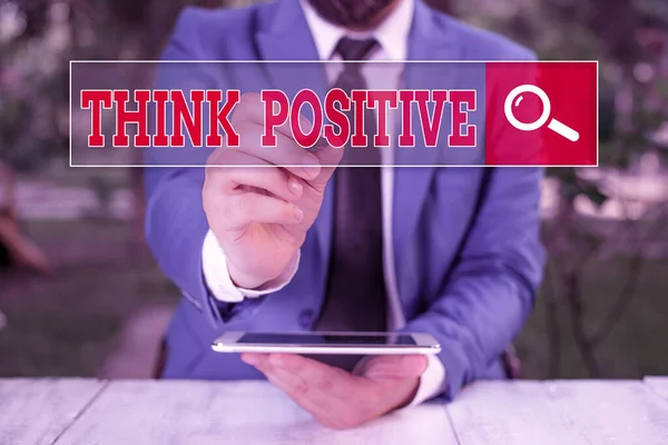 Conceptueel handschrift met Think Positive. Zakelijke foto presentatie om te geloven dat je gaat om te slagen in uw doel. — Stockfoto