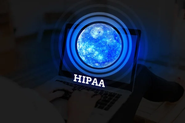 Testo calligrafico Hipaa. Concetto significato Acronimo sta per Assicurazione sanitaria Portabilità Responsabilità Elementi di questa immagine fornita dalla NASA . — Foto Stock