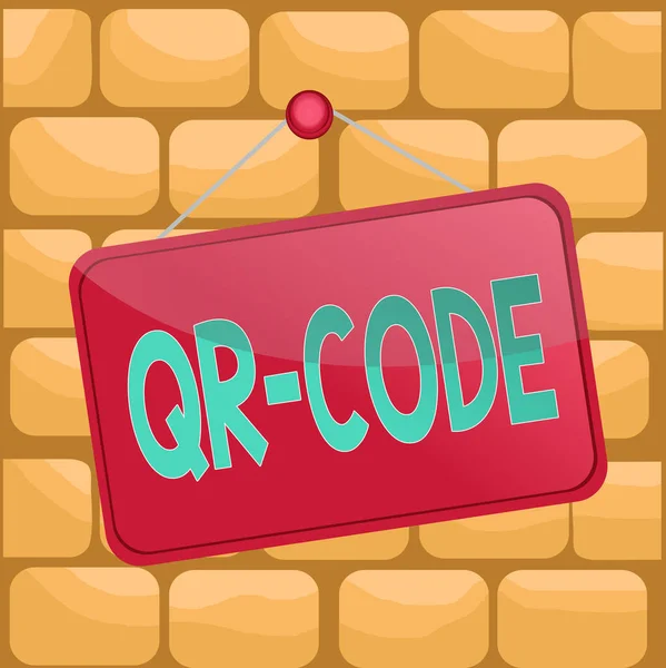 Escritura a mano de texto Qr Code. Concepto que significa la marca registrada para un tipo de código de barras matricial Un código mecanizable Memo recordatorio coloreado tablero vacío espacio en blanco adjuntar rectángulo de fondo . —  Fotos de Stock
