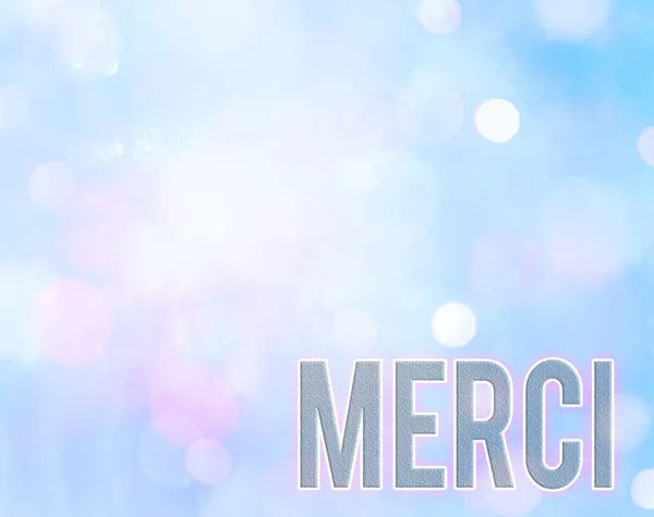 Handskrift text skriva Merci. Begreppet betyder vad som sägs eller svar när någon hjälper dig i Frankrike Tack. — Stockfoto