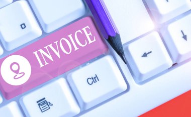 Metin işareti Faturayı gösteriyor. Toplam mali beyanname ile gönderilen malların kavramsal fotoğraf listesi.