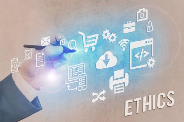 Ahlaki değerleri gösteren kavramsal el yazısı. Bir gösterinin ahlak felsefesi ya da ahlak kurallarını gösteren iş fotoğrafı..