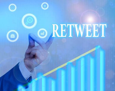 Retweet 'i gösteren bir not yazıyorum. Twitter 'da iş fotoğrafı gösterimi ya da başka bir kullanıcı tarafından iletilen bir ileti.