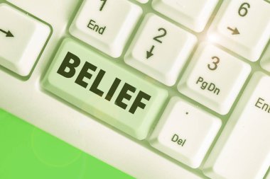 Conceptual hand writing showing Belief. Business photo showcasing the feeling of being certain that something exists or is true. clipart