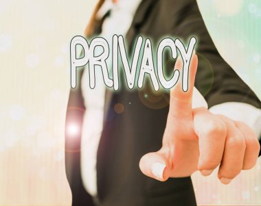 Mahremiyeti gösteren metin işareti. Kavramsal fotoğraf göstermelik konuları ve bilgiyi gizli tutma hakkı.