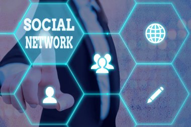 Kelime yazma sosyal ağı. Bir sosyal etkileşim ağı ve gösteri ilişkileri ağı için iş konsepti.
