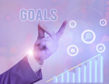 Writing note showing Goals. Business photo showcasing demonstratings ambition or effort aim desired result Sport match Winning.