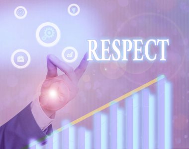 Saygı gösteren Not yazma. Birisi ya da bir şey için derin hayranlık takdir hissi vitrine iş fotoğraf.