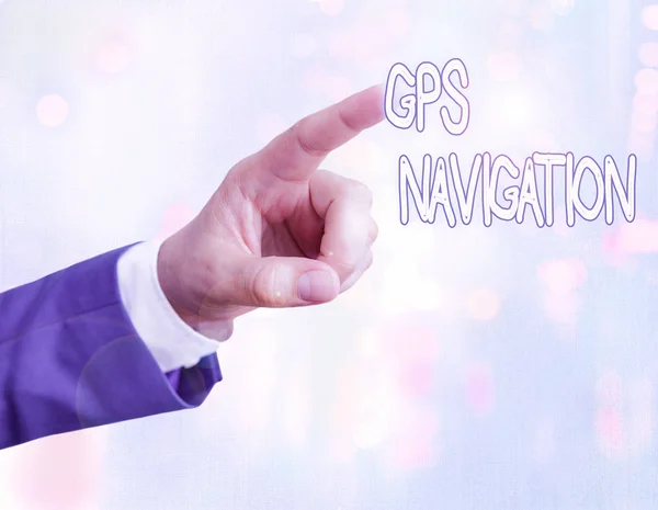 Handwriting text writing Gps Navigation. Concept meaning the satellite infrastructure that enables navigation. — 图库照片