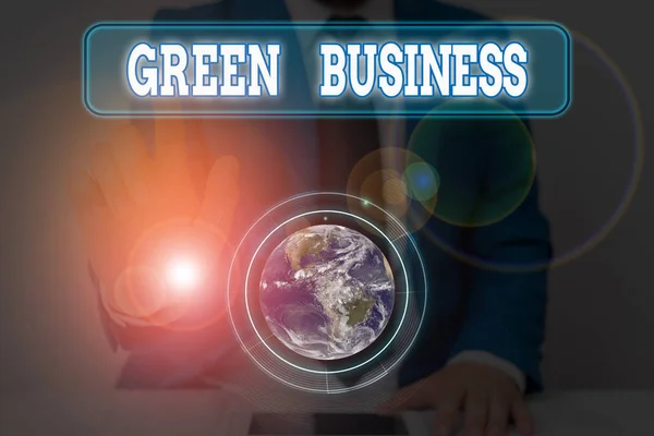 Conceptual hand writing showing Green Business. Business photo showcasing company that does not make negative impact on the environment Elements of this image furnished by NASA. — Stockfoto