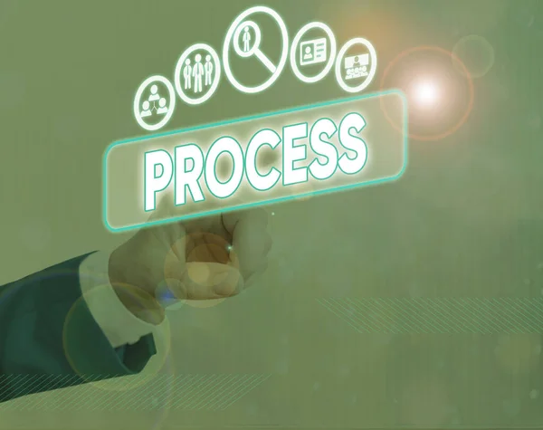 プロセスを示す概念的な手書き。特定のジョブルールシステムを処理するための標準手順を紹介するビジネス写真. — ストック写真