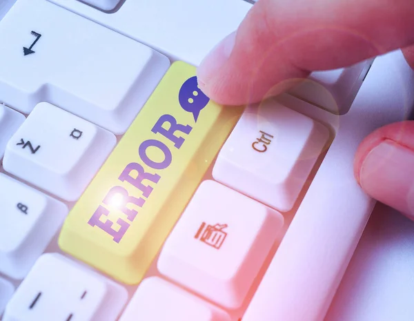 Sinal de texto mostrando erro. Erro de foto conceitual Condição de estar errado no julgamento de conduta não significou isso . — Fotografia de Stock