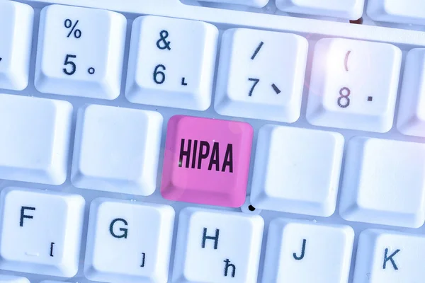 Signo de texto que muestra Hipaa. Foto conceptual Acrónimo significa Responsabilidad de la Portabilidad del Seguro de Salud . — Foto de Stock