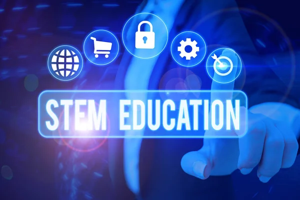 Stem Education'ı gösteren bir metin işareti. İlkokul ve ortaöğretim öğrencilerini üniversiteye hazırlamak için kavramsal fotoğraf geliştirildi. — Stok fotoğraf