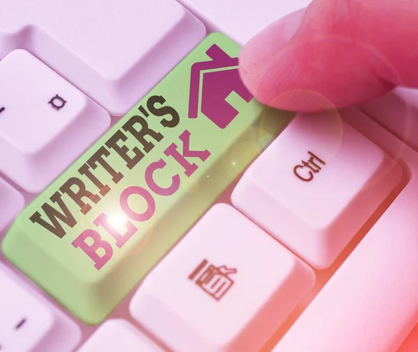 Writing note showing Writer S Is Block. Business photo showcasing condition of being unable to make a piece of written work. — Stock Photo, Image