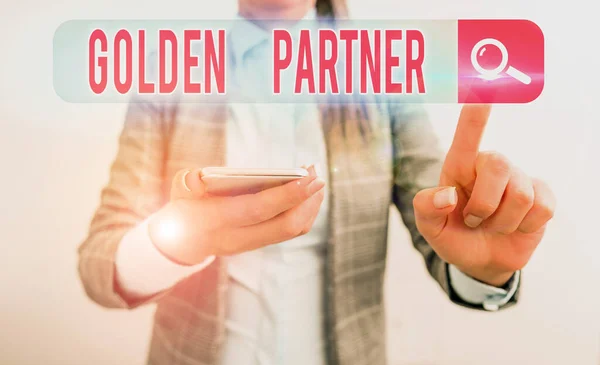 Text sign showing Golden Partner. Conceptual photo all work honestly and for a common purpose and target goals. — Stockfoto